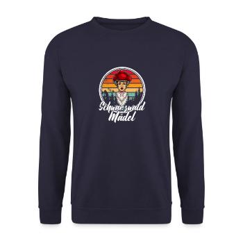 Schwarzwald Mädel Mädchen Heimat Dialekt - Unisex Pullover - Navy - Vorne - Alina (178cm) & Michal (187cm)