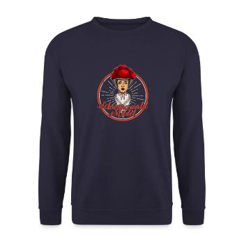 Schwarzwaldmädel Frauen Bollenhut Schwaben - Unisex Pullover - Navy - Vorne - Alina (178cm) & Michal (187cm)