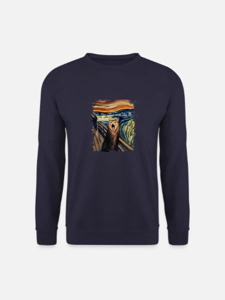 Der Schrei Katze Edvard Expressionismus Munch - Unisex Pullover - Navy