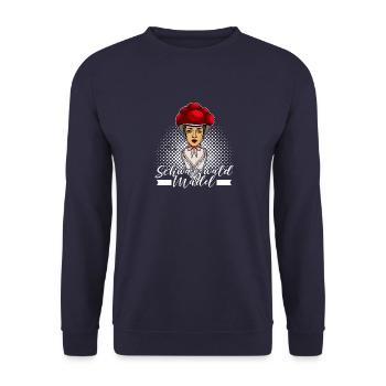 Bollenhut Mädel Mädchen Schwarzwald Spruch - Unisex Pullover - Navy - Vorne - Alina (178cm) & Michal (187cm)