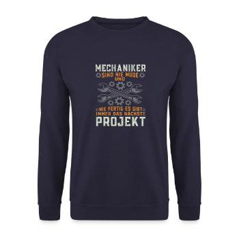 KFZ Mechaniker sind nie müde Schrauber Geschenk - Unisex Pullover - Navy - Vorne - Alina (178cm) & Michal (187cm)