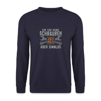 KFZ Mechaniker Meisterpürufung Geschenk Schrauber - Unisex Pullover - Navy - Vorne - Alina (178cm) & Michal (187cm)