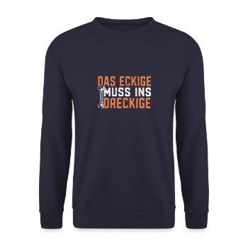 KFZ Mechaniker Das Eckige muss ins Dreckige - Unisex Pullover - Navy - Vorne - Alina (178cm) & Michal (187cm)