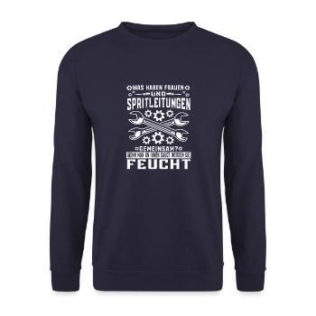 KFZ Mechaniker Meisterpürufung Geschenk Schrauber - Unisex Pullover - Navy - Vorne - Alina (178cm) & Michal (187cm)