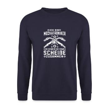 KFZ Mechaniker Meisterpürufung Geschenk Schrauber - Unisex Pullover - Navy - Vorne - Alina (178cm) & Michal (187cm)