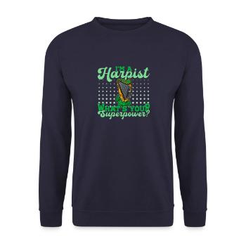 Harpe, harpiste, instrument celtique pincé, musique - Sweat-shirt Unisexe - marine - Devant - Alina (178cm) & Michal (187cm)