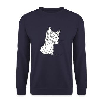 Cat in fine line art - Unisex Sweatshirt - navy - Front - Alina (178cm) & Michal (187cm)