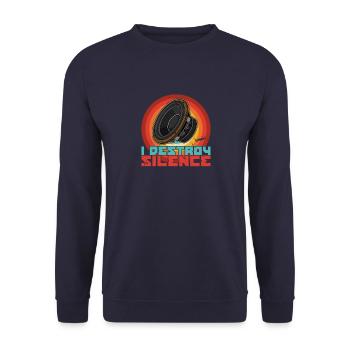 Subwoofer Analog Sound Tontechniker Spruch - Unisex Pullover - Navy - Vorne - Alina (178cm) & Michal (187cm)