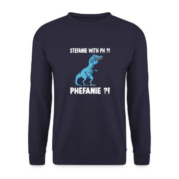 Stefanie Shirt Funny Trex Meme Overbite - Unisex Sweatshirt - navy - Front - Alina (178cm) & Michal (187cm)