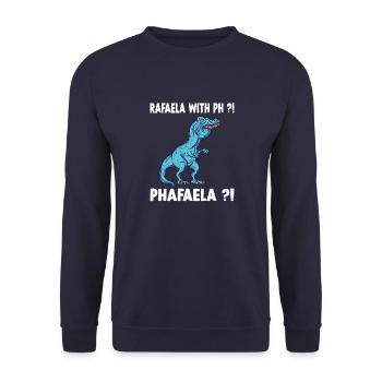 Raphaela T-Rex Dinosaur Meme Dino Trex Name - Unisex Sweatshirt - navy - Front - Alina (178cm) & Michal (187cm)