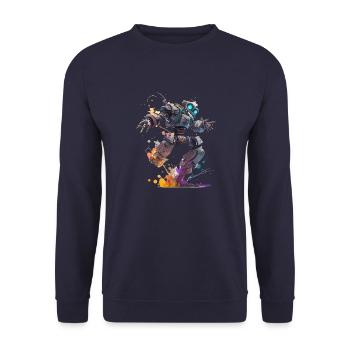 Robot fantastique dans un style artistique funky - Sweat-shirt Unisexe - marine - Devant - Alina (178cm) & Michal (187cm)