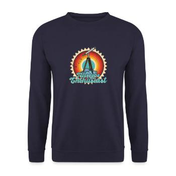 Sternenbeobachtung Teleskop Astronomen - Unisex Pullover - Navy - Vorne - Alina (178cm) & Michal (187cm)