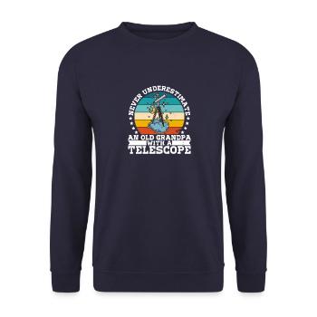 Telescope Physics School Astronomy Stars - Unisex Sweatshirt - navy - Front - Alina (178cm) & Michal (187cm)