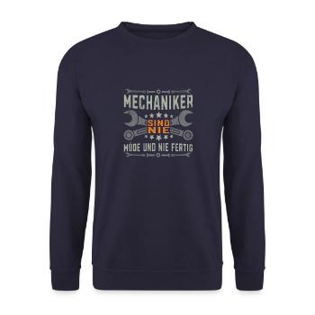 KFZ Mechaniker sind nie müde Schrauber Geschenk - Unisex Pullover - Navy - Vorne - Alina (178cm) & Michal (187cm)