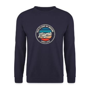 Bester Mama Muttertag Mutter Mom Retro Geschenk - Unisex Pullover - Navy - Vorne - Alina (178cm) & Michal (187cm)