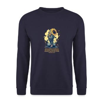 Christlicher Bibelvers Sonnenblume Blumenliebhaber Wortspiel - Unisex Pullover - Navy - Vorne - Alina (178cm) & Michal (187cm)