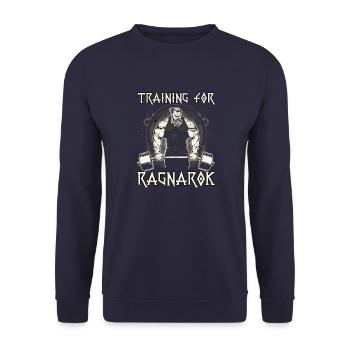Viking Fitness Motif Northman Warrior Vikings - Sweat-shirt Unisexe - marine - Devant - Alina (178cm) & Michal (187cm)