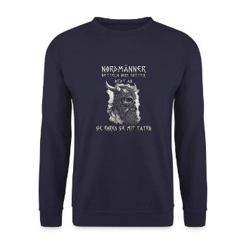 Heidnischer Wikinger Nordischer Krieger Wikinger - Unisex Pullover - Navy - Vorne - Alina (178cm) & Michal (187cm)
