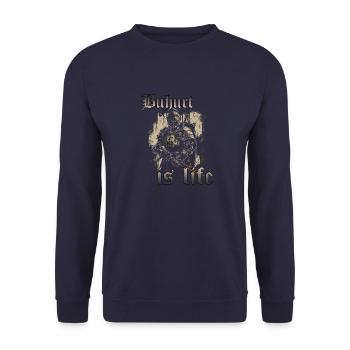 Buhurt est la vie chevalier tournoi joute HEMA guerrier - Sweat-shirt Unisexe - marine - Devant - Alina (178cm) & Michal (187cm)