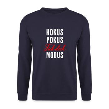 Hokus Pokus Fick Dich Modus - Unisex Pullover - Navy - Vorne - Alina (178cm) & Michal (187cm)