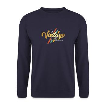 Jahrgang 1963 Geburtstag Vintage Sprüche - Unisex Pullover - Navy - Vorne - Alina (178cm) & Michal (187cm)