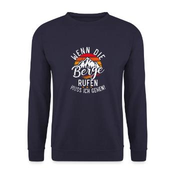 Wenn die Berge rufen, muss ich gehen - Design - Unisex Pullover - Navy - Vorne - Alina (178cm) & Michal (187cm)