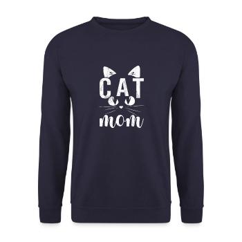 Cat Mom - Design - Unisex Pullover - Navy - Vorne - Alina (178cm) & Michal (187cm)