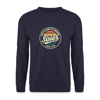 Best Sister Sister Heart Retro Sis Gift - Unisex Sweatshirt - navy - Front - Alina (178cm) & Michal (187cm)