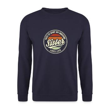 Best Sister Sister Heart Retro Sis Gift - Unisex Sweatshirt - navy - Front - Alina (178cm) & Michal (187cm)