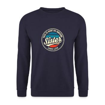 Best Sister Sister Heart Retro Sis Gift - Unisex Sweatshirt - navy - Front - Alina (178cm) & Michal (187cm)