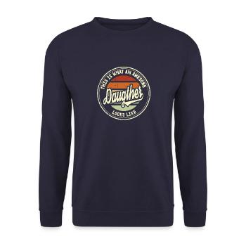 Best Daughter This Looks A Family Retro Gift - Unisex Sweatshirt - navy - Front - Alina (178cm) & Michal (187cm)