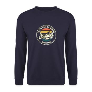 Best Daughter This Looks A Family Retro Gift - Unisex Sweatshirt - navy - Front - Alina (178cm) & Michal (187cm)