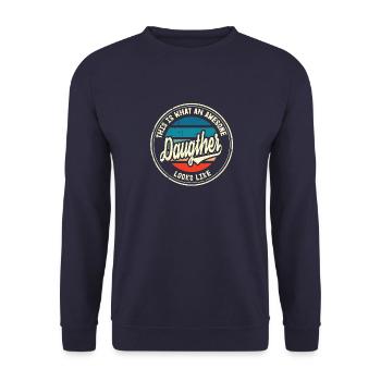 Best Daughter This Looks A Family Retro Gift - Unisex Sweatshirt - navy - Front - Alina (178cm) & Michal (187cm)