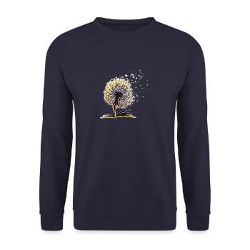 Pissenlit Livres Bibliothécaire de fleurs mignon Équipe drôle - Sweat-shirt Unisexe - marine - Devant - Alina (178cm) & Michal (187cm)
