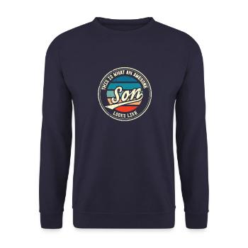 Fils Ressemble Tellement Un Dicton Drôle Idée Cadeau - Sweat-shirt Unisexe - marine - Devant - Alina (178cm) & Michal (187cm)