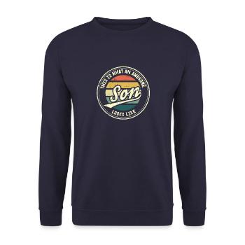 This is what an awesome Son looks like - Unisex Sweatshirt - navy - Front - Alina (178cm) & Michal (187cm)