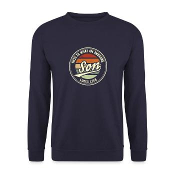 Fils Ressemble Tellement Un Dicton Drôle Idée Cadeau - Sweat-shirt Unisexe - marine - Devant - Alina (178cm) & Michal (187cm)