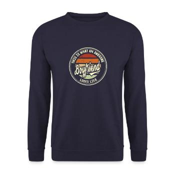 Meilleur ami petit ami dans le monde Cadeau rétro - Sweat-shirt Unisexe - marine - Devant - Alina (178cm) & Michal (187cm)
