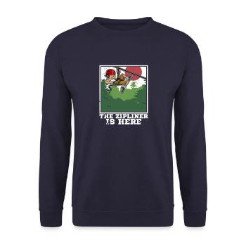 Ziplining Walf Zipliner Seilrutschen Sport Spruch - Unisex Pullover - Navy - Vorne - Alina (178cm) & Michal (187cm)