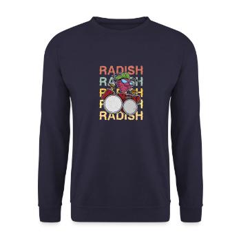 Rettich Nutzpflanze Garten Schlagzeug Spruch - Unisex Pullover - Navy - Vorne - Alina (178cm) & Michal (187cm)