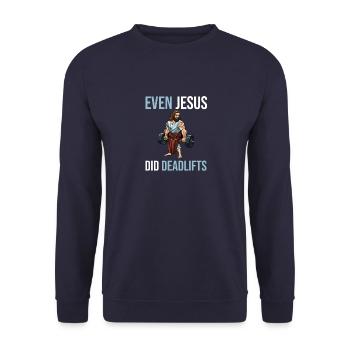 Even Jesus did deadlift muscles - Unisex Sweatshirt - navy - Front - Alina (178cm) & Michal (187cm)