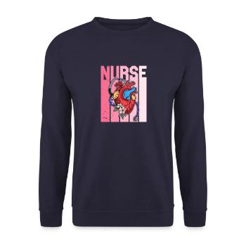 Herz Beruf Kardiologie Kardiologe Arzt Ausbildung - Unisex Pullover - Navy - Vorne - Alina (178cm) & Michal (187cm)