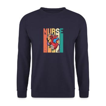 Herz Beruf Kardiologie Kardiologe Arzt Ausbildung - Unisex Pullover - Navy - Vorne - Alina (178cm) & Michal (187cm)