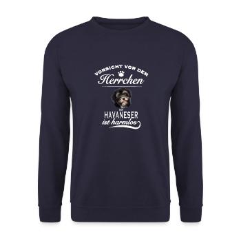 Vorsicht vor dem Herrchen, harmlos - Hvanaeser - Unisex Pullover - Navy - Vorne - Alina (178cm) & Michal (187cm)