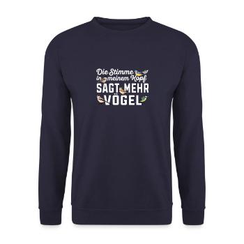 Vögel beobachten Ornithologie Vogelbeobachtung - Unisex Pullover - Navy - Vorne - Alina (178cm) & Michal (187cm)