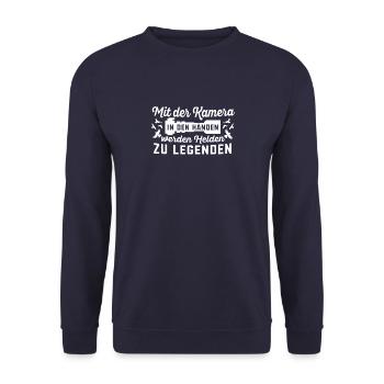 Vögel beobachten Ornithologie Vogelbeobachtung - Unisex Pullover - Navy - Vorne - Alina (178cm) & Michal (187cm)