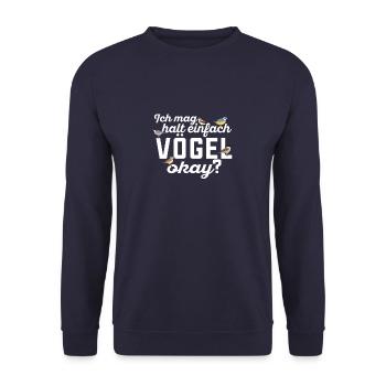 Vögel beobachten Ornithologie Vogelbeobachtung - Unisex Pullover - Navy - Vorne - Alina (178cm) & Michal (187cm)