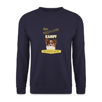 Persönlicher Kampfschmuser - Papillon - Unisex Pullover - Navy - Vorne - Alina (178cm) & Michal (187cm)