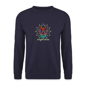 Hand of Hamsa Talisman Yoga Protection Buddha - Unisex Sweatshirt - navy - Front - Alina (178cm) & Michal (187cm)