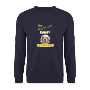 Mein Persönlicher Kampfschmuser - Clumber Spaniel - Unisex Pullover - Navy - Vorne - Alina (178cm) & Michal (187cm)